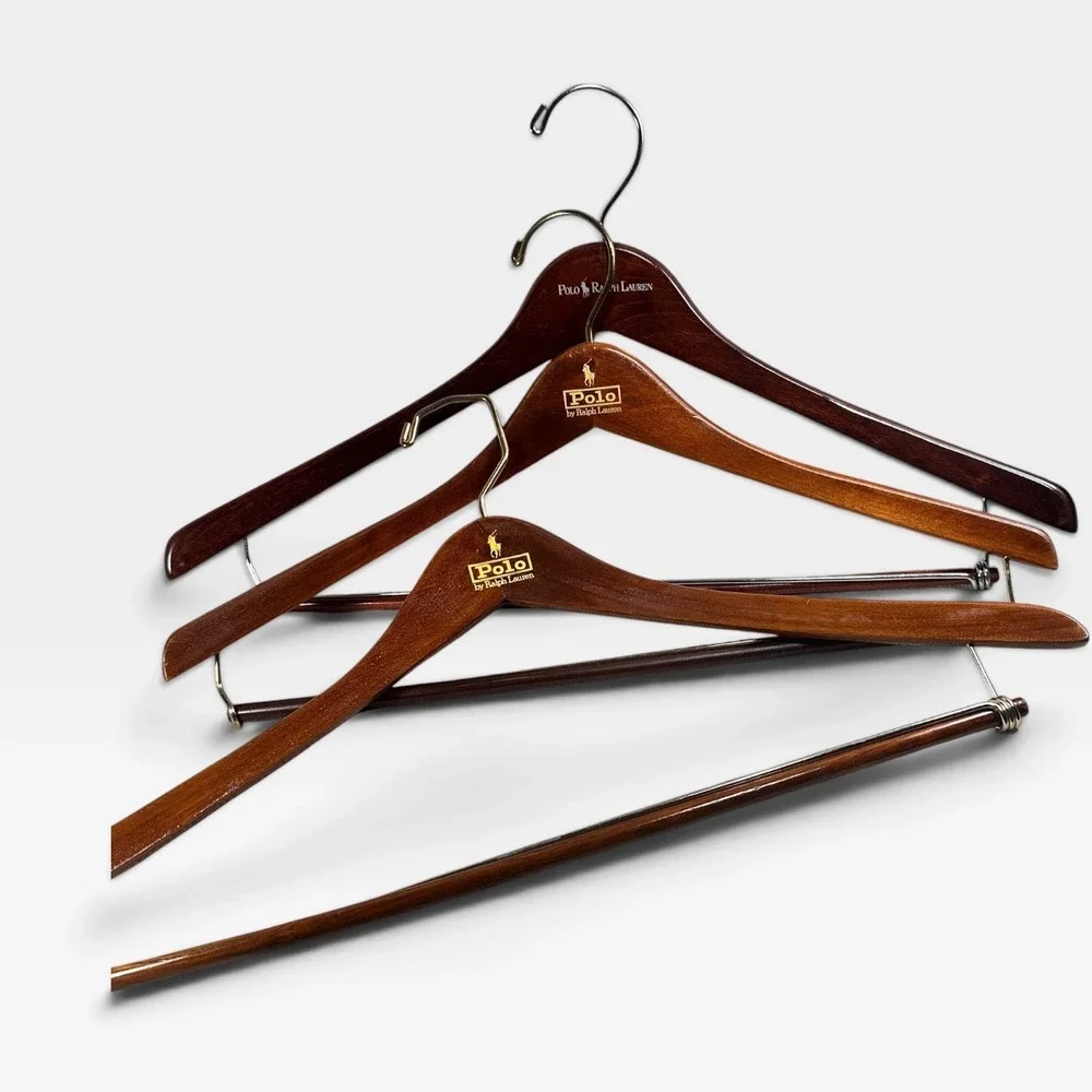 Vintage Polo Ralph Lauren Wood Hangers Lot 4 – 3 Pants 1 Shirt Store Display